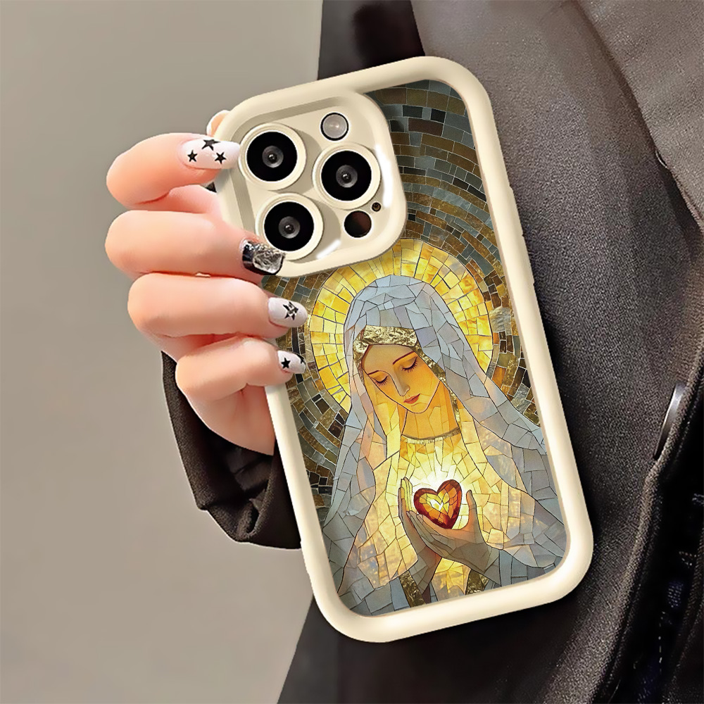 Apple Iphone 15 Pro Max - Retro Tarzı, Kilise Vitray Desenli Telefon